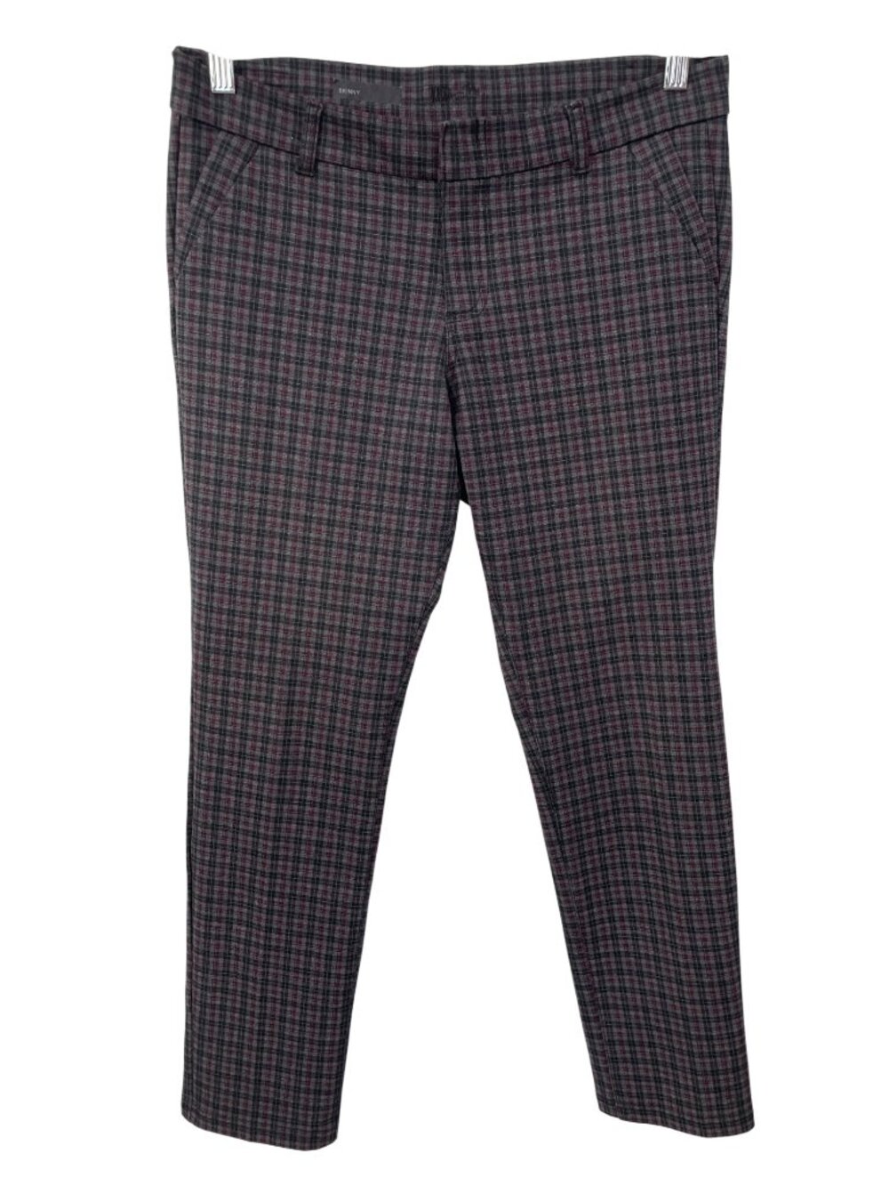 Kut From The Kloth Skinny Pant Size 8 Petite Plaid Gray Red Preppy Dark Academia